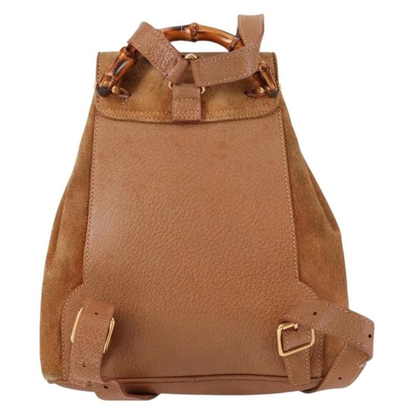 GUCCI Bamboo Backpack Suede Brown Gold 003 main image 6